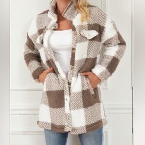NEW•L-XL•Sherpa Essential Soft Neutral Shacket W Buttons